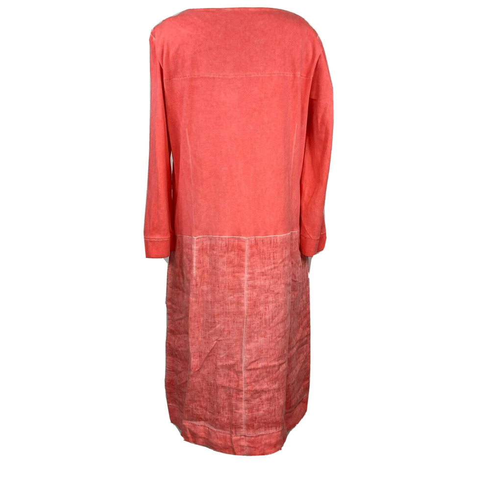 Sandwich Dress Womens Sz 38 M Coral Orange Linen Shift Laced Collar Long Sleeve - Picture 4 of 14